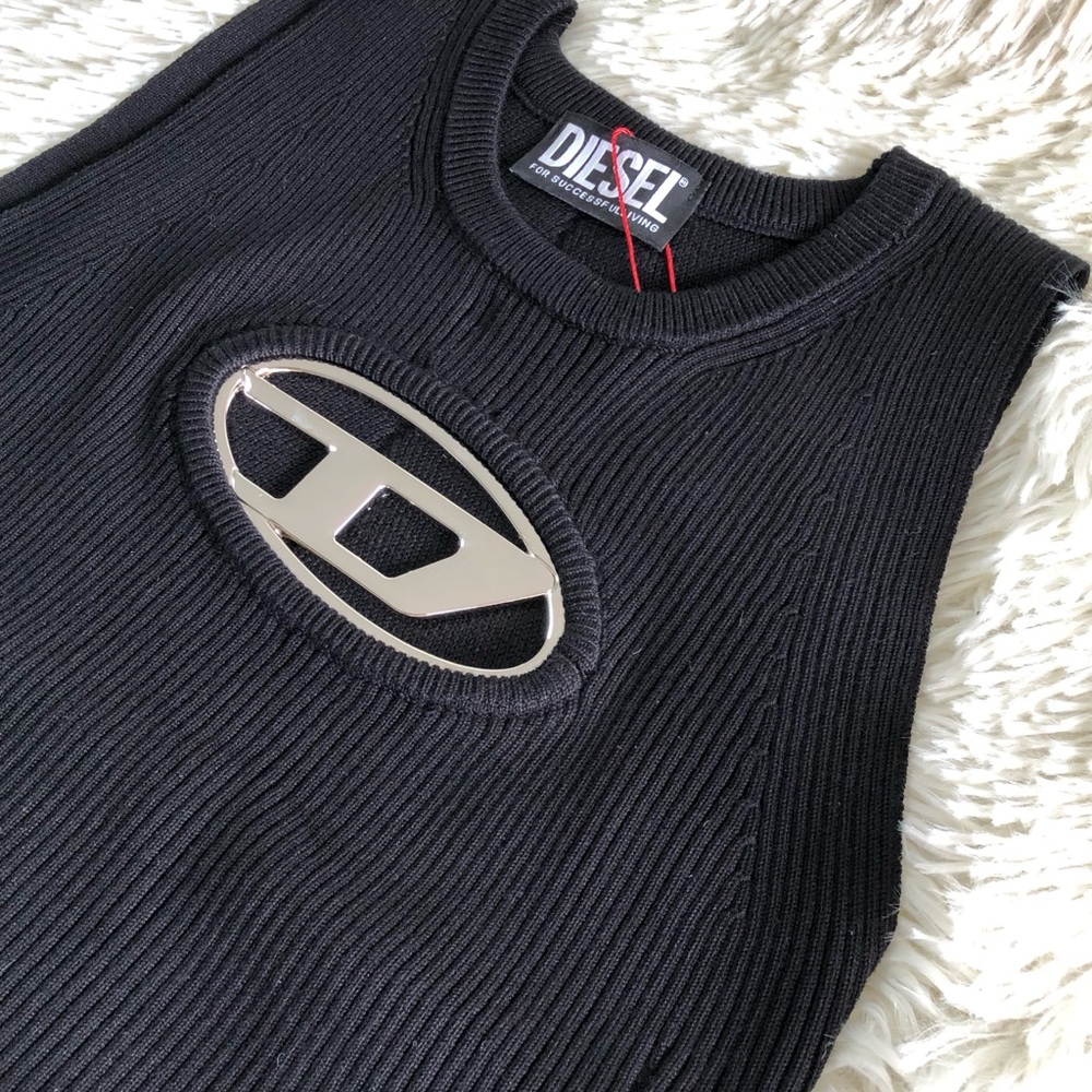 Diesel Ribbed Black Tank with Logo - Picture 3 of 6